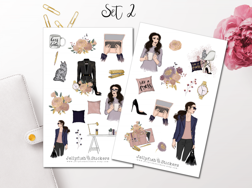 Business Woman Sticker Set