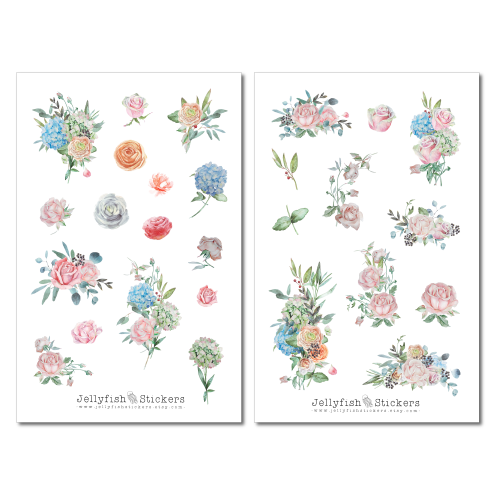 Helle Blumen Sticker Set