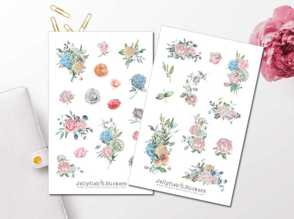 Helle Blumen Sticker Set