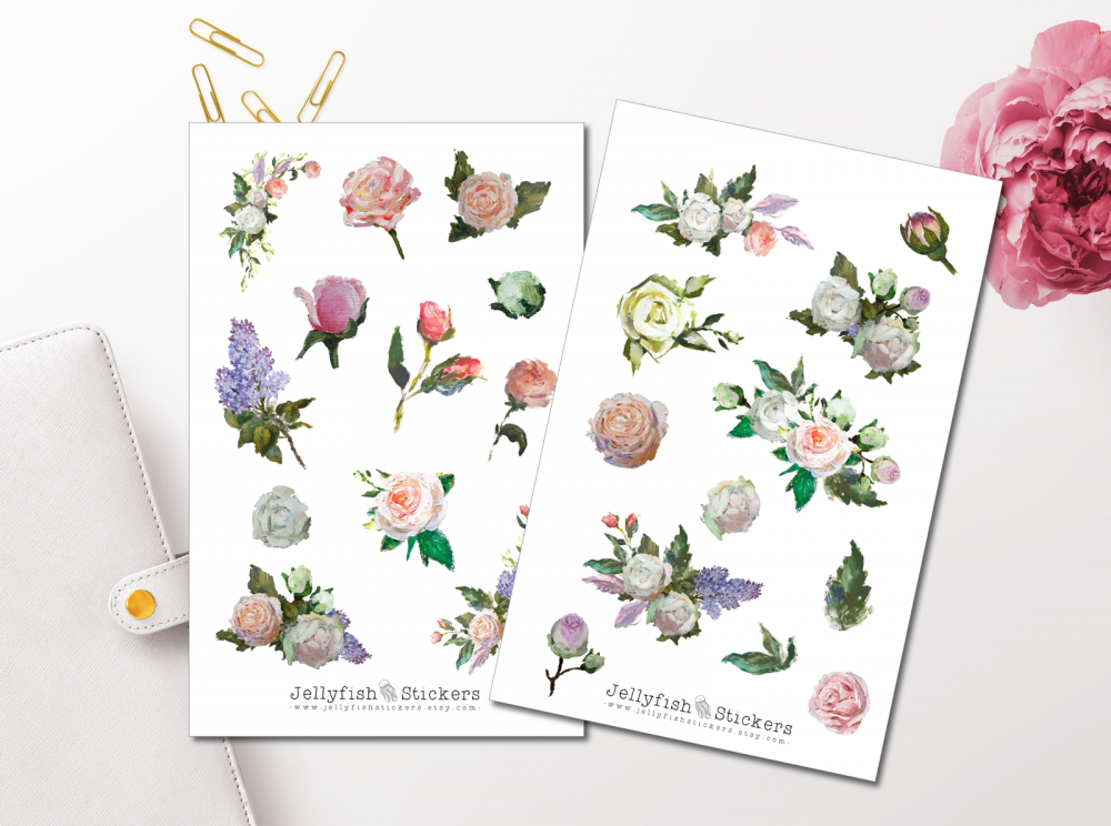 Gemälde Rosen Sticker Set