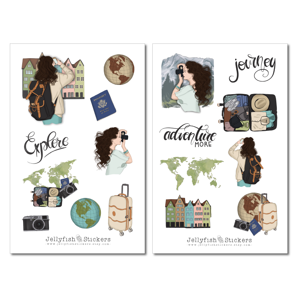 Travel Girl Sticker Set