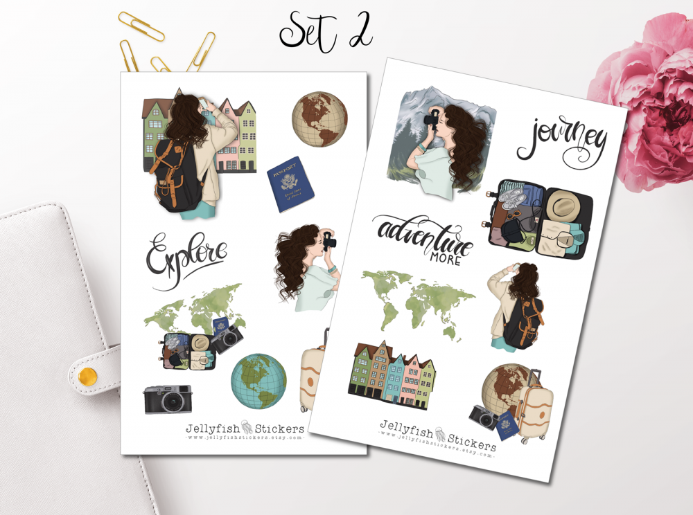 Travel Girl Sticker Set