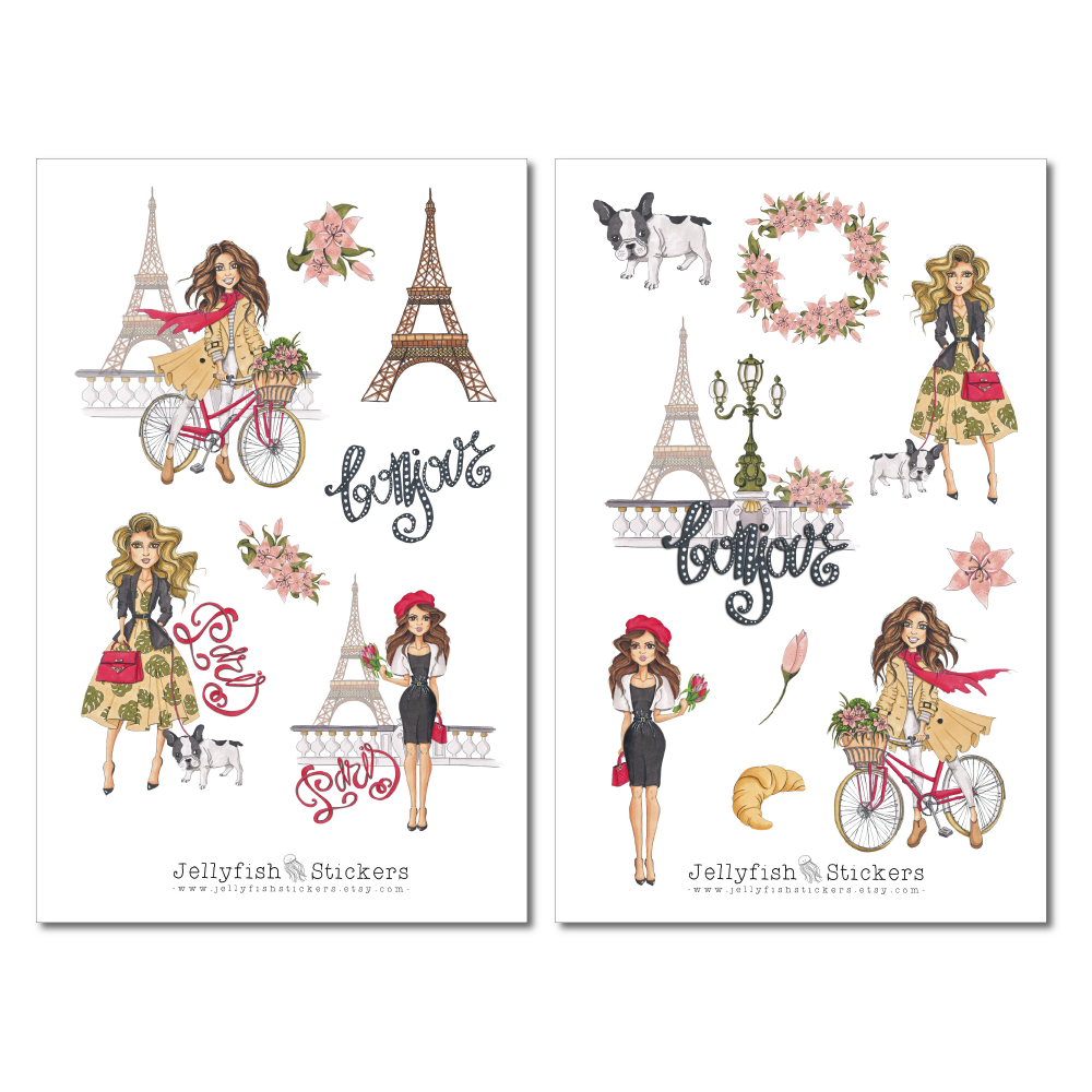 Girl in Paris Sticker Set