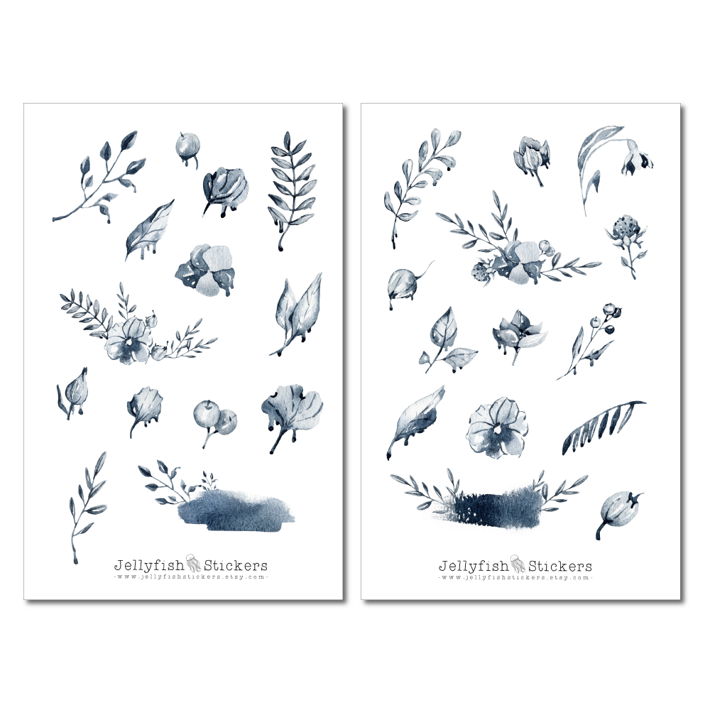 Blue Flowers Sticker Set