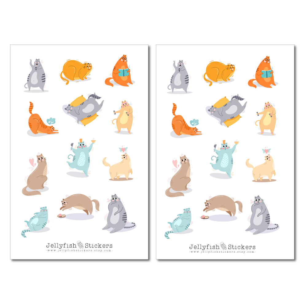 Cartoon Cats Sticker Set