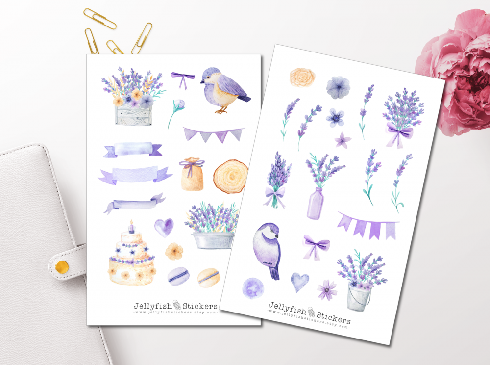 Purple Lavender Sticker Set