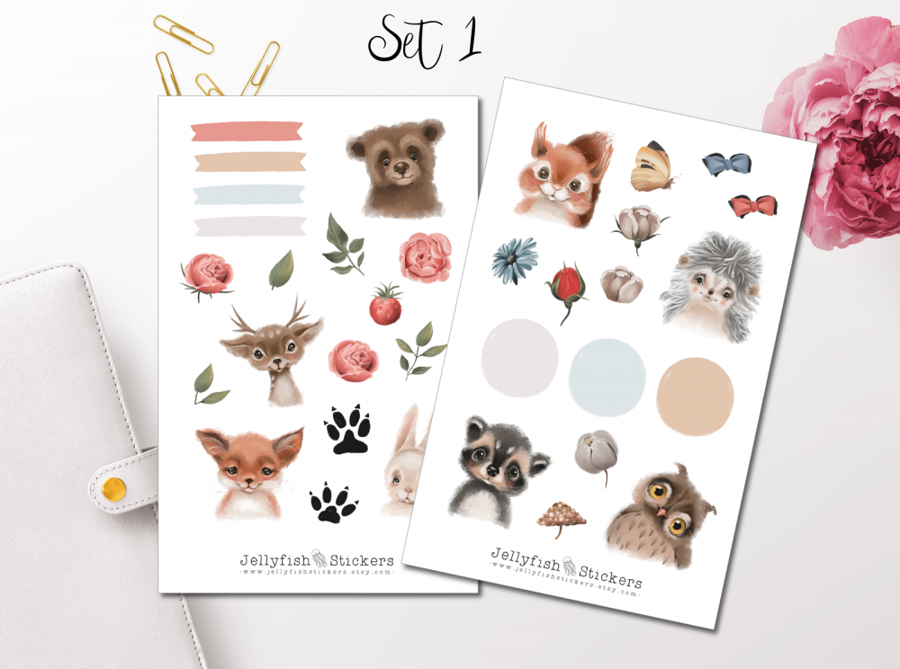 Wald Tierbabys Sticker Set