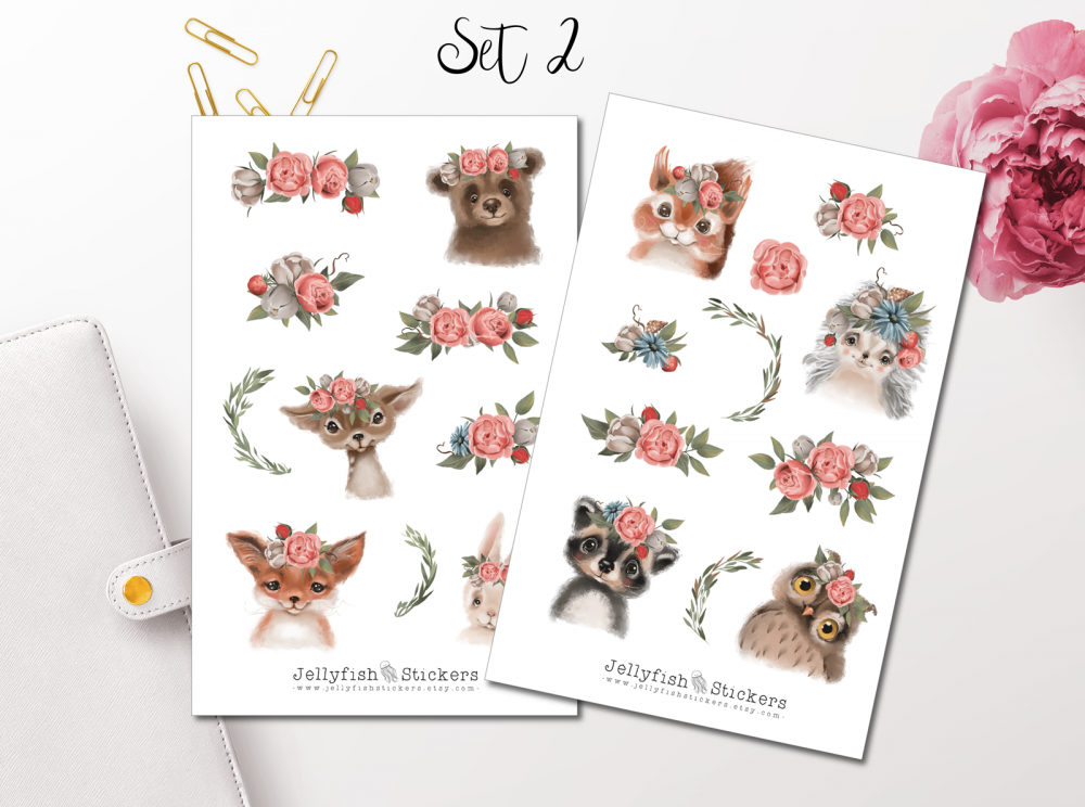 Wald Tierbabys Sticker Set