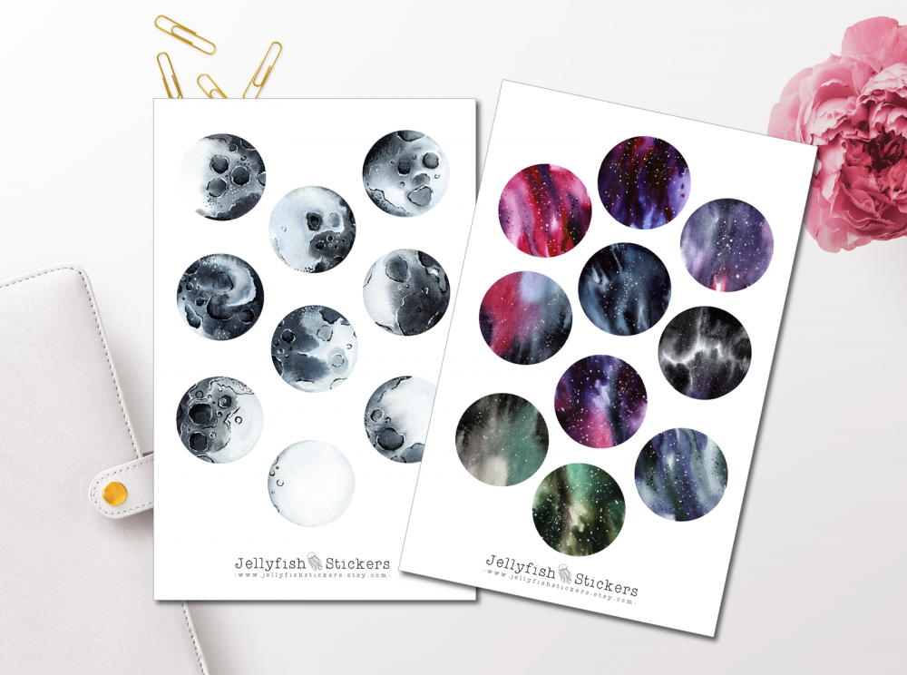 Moon Phases Sticker Set