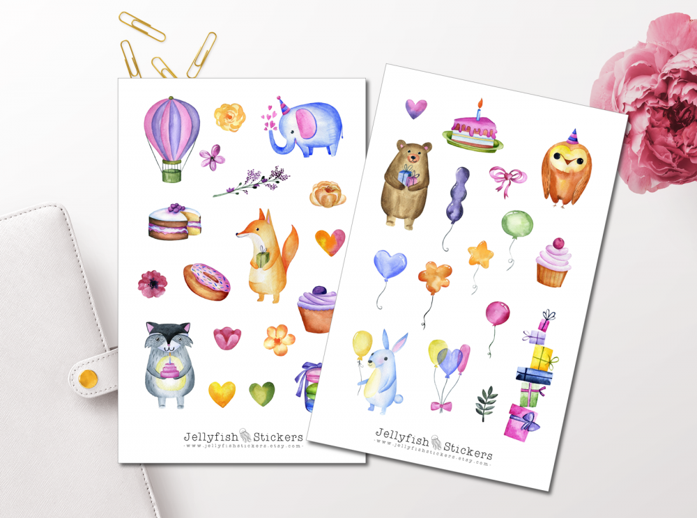 Animals Birthday Sticker Set