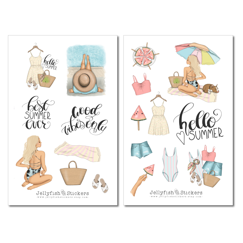 Sommerurlaub Sticker Set