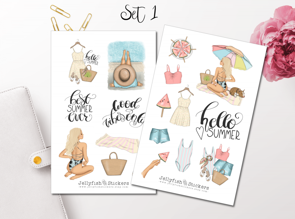 Sommerurlaub Sticker Set