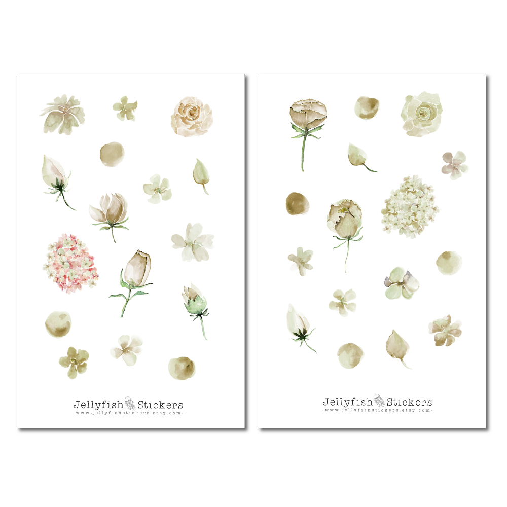 Blumen Rose und Creme Sticker Set