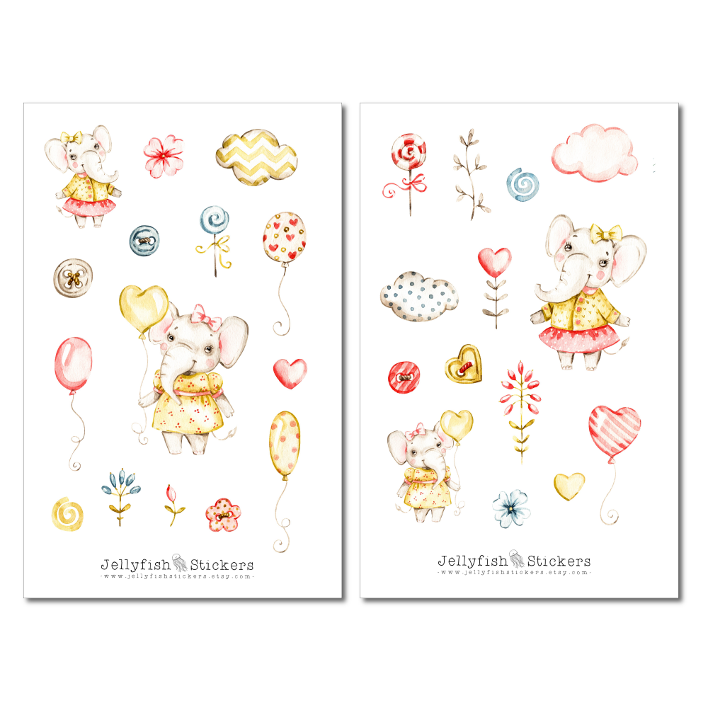 Elephant Girl Sticker Set