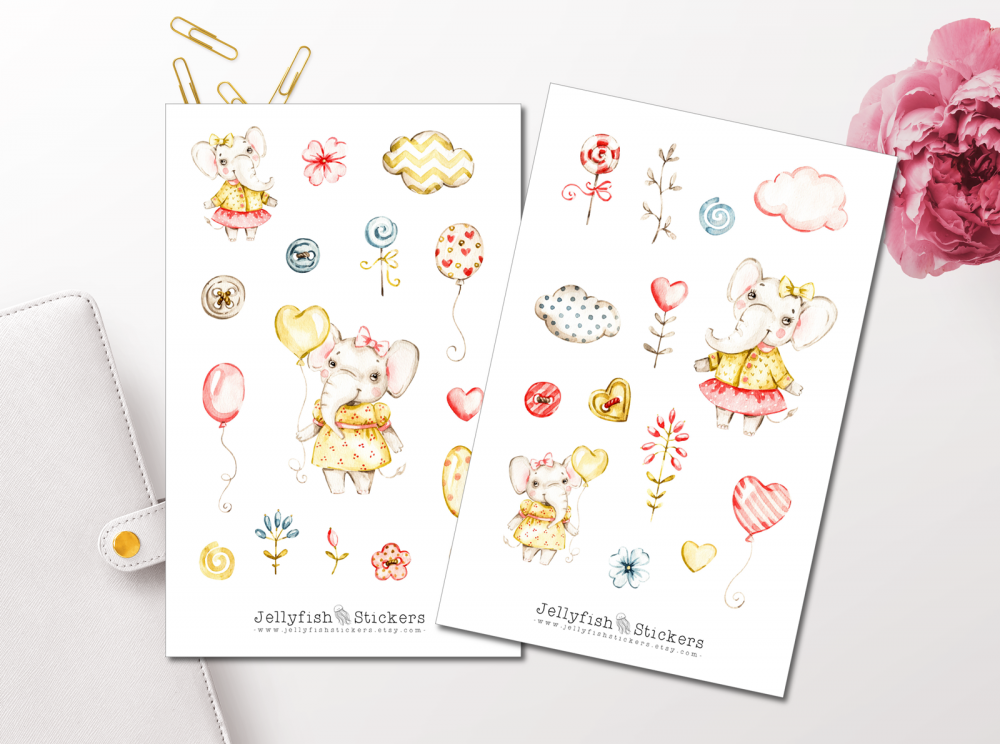 Elefantenmädchen Sticker Set