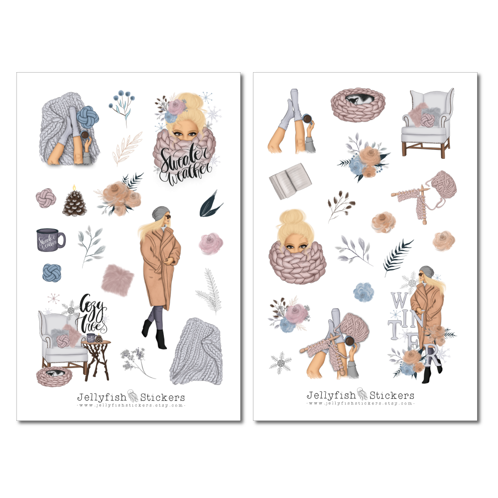 Mädchen Winter Sticker Set