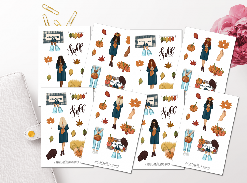 Herbst Mädchen Sticker Set