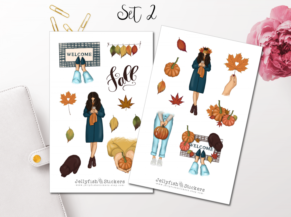 Herbst Mädchen Sticker Set