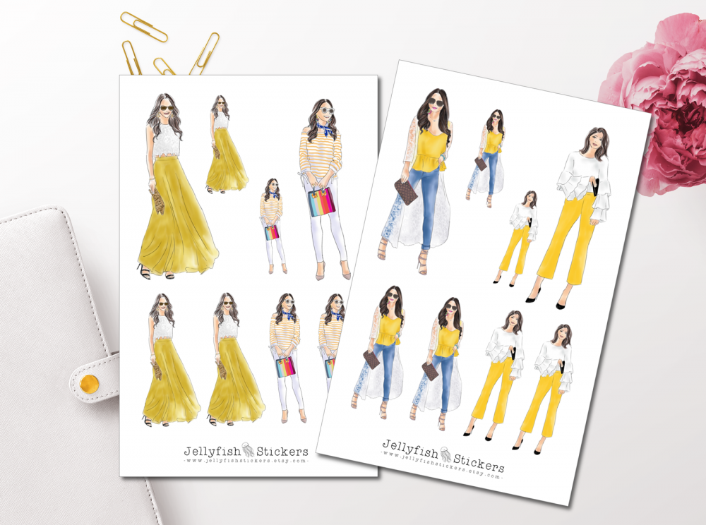 Girls Fashion Yellow Sticker Set