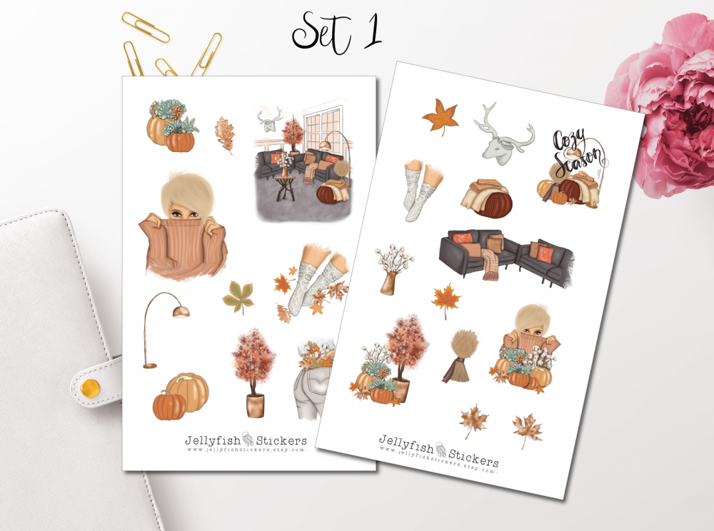 Girls Autumn Sweater Sticker Set