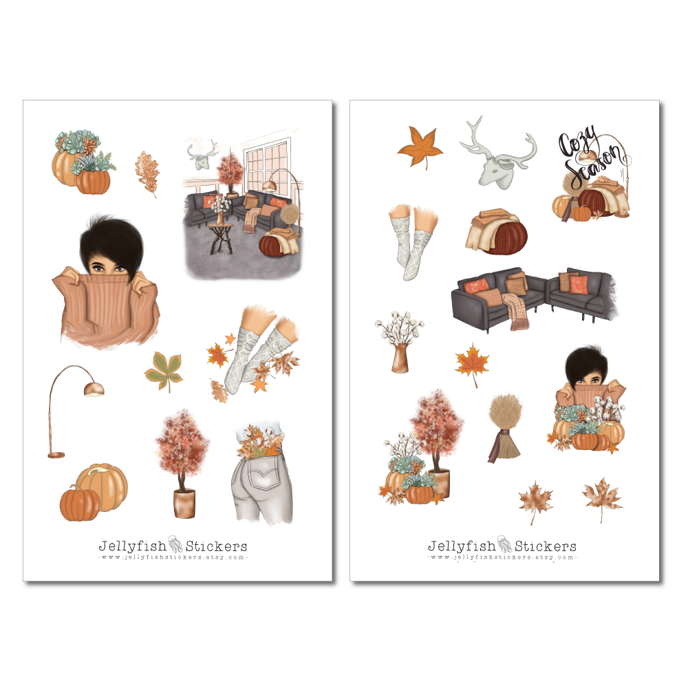 Mädchen Herbst Pullover Sticker Set