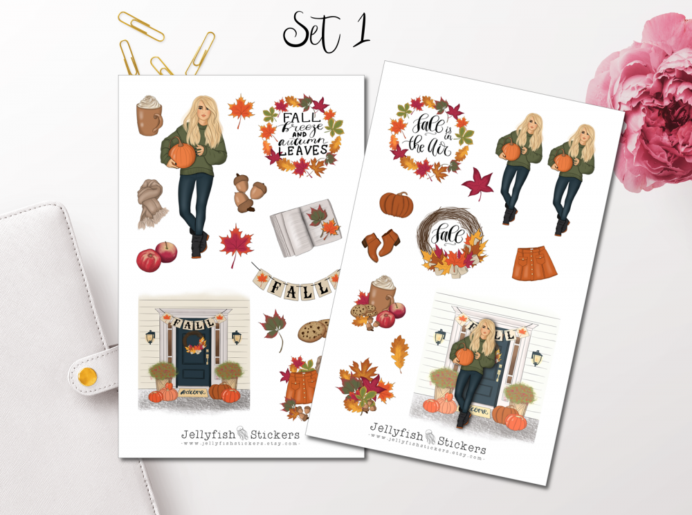 Girl Pumpkin Sticker Set