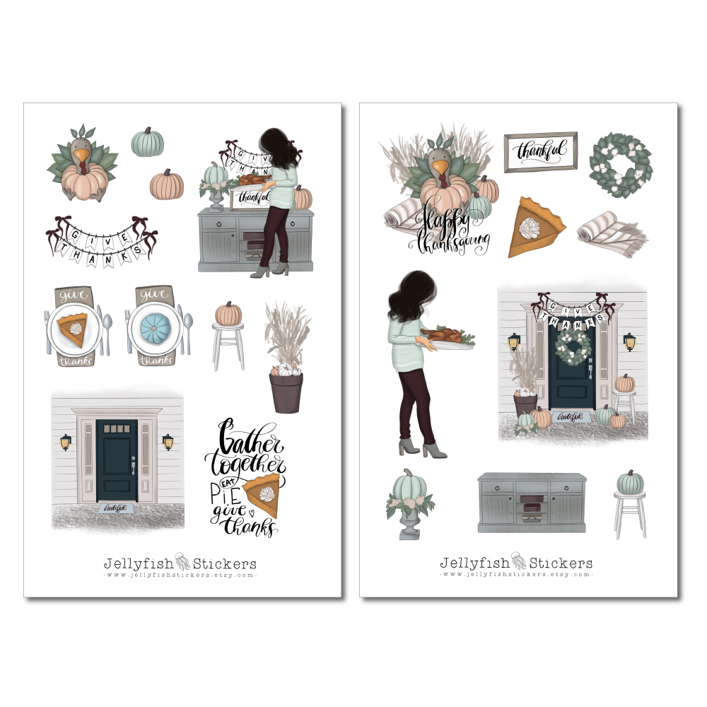 Mädchen Thanksgiving Sticker Set