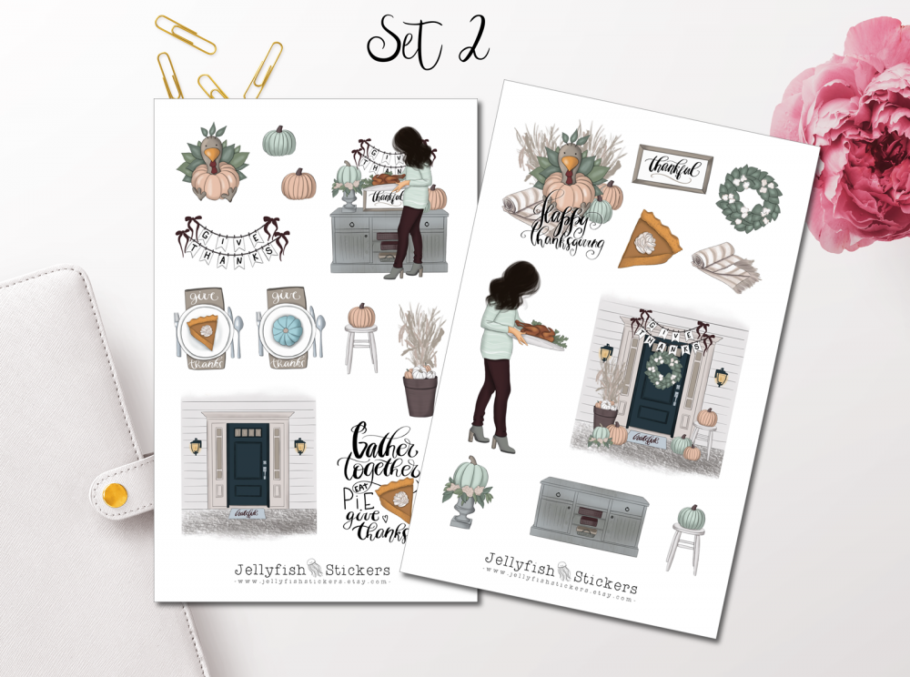 Mädchen Thanksgiving Sticker Set