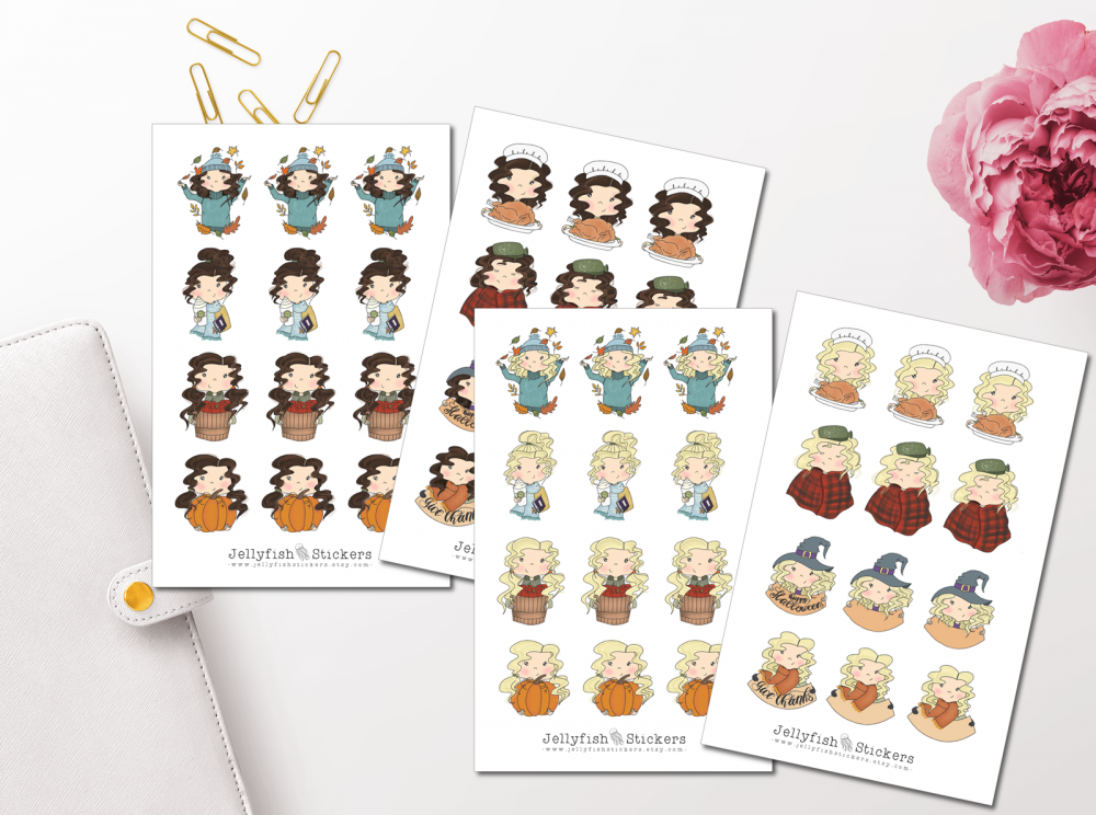Niedliche Mädchen Herbst Sticker Set