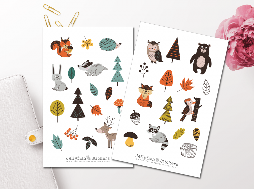 Scandinavian Forest Animals Sticker Set