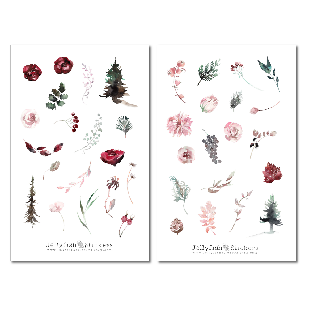 Wald und Mond Sticker Set