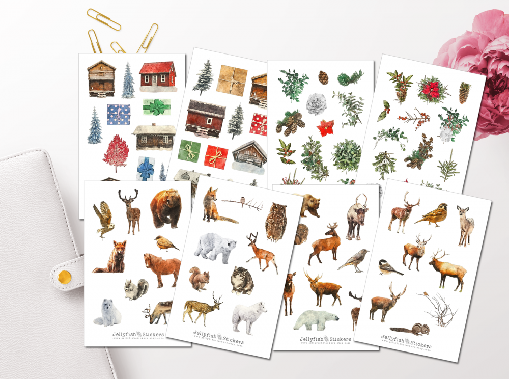 Waldtiere Winter Sticker Set