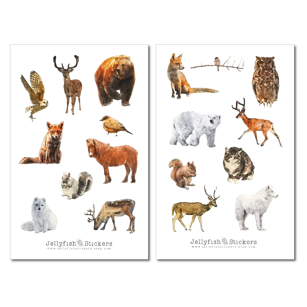 Waldtiere Winter Sticker Set