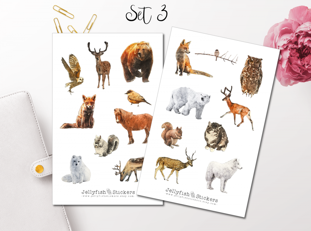 Forest Animals Winter Sticker Set