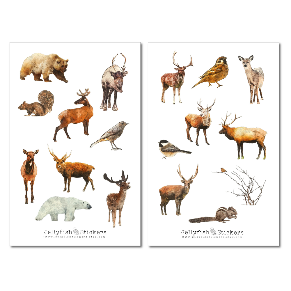 Waldtiere Winter Sticker Set