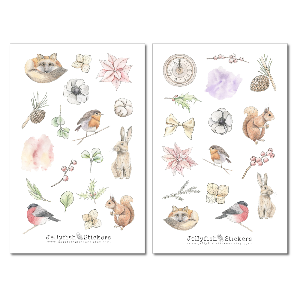 Forest Animals Pastel Sticker Set