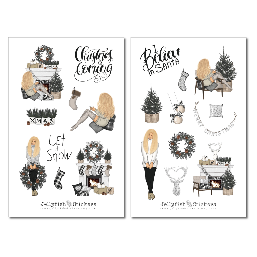 Mädchen Weihnachten Sticker Set