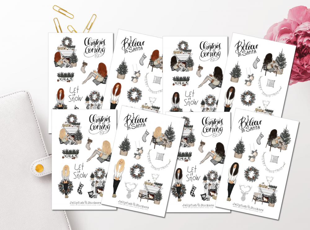 Mädchen Weihnachten Sticker Set