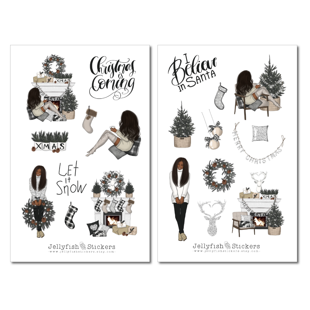 Mädchen Weihnachten Sticker Set