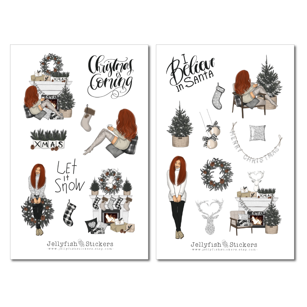 Mädchen Weihnachten Sticker Set