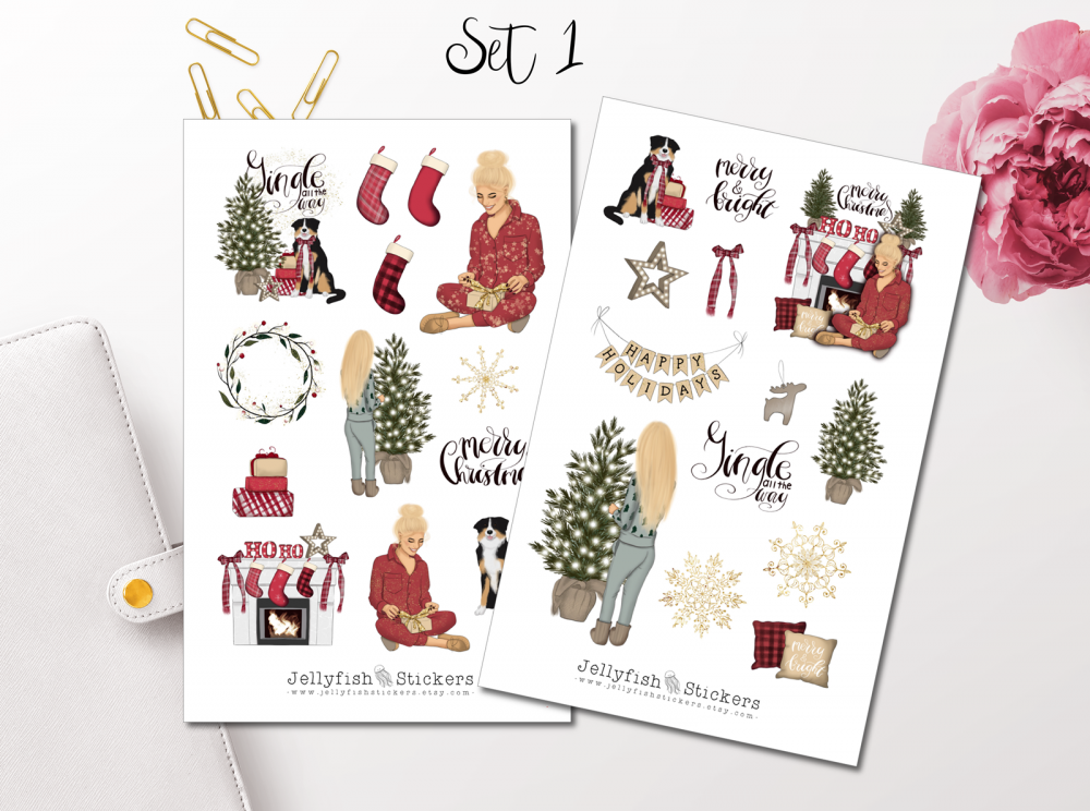 Mädchen Weihnachten Sticker Set