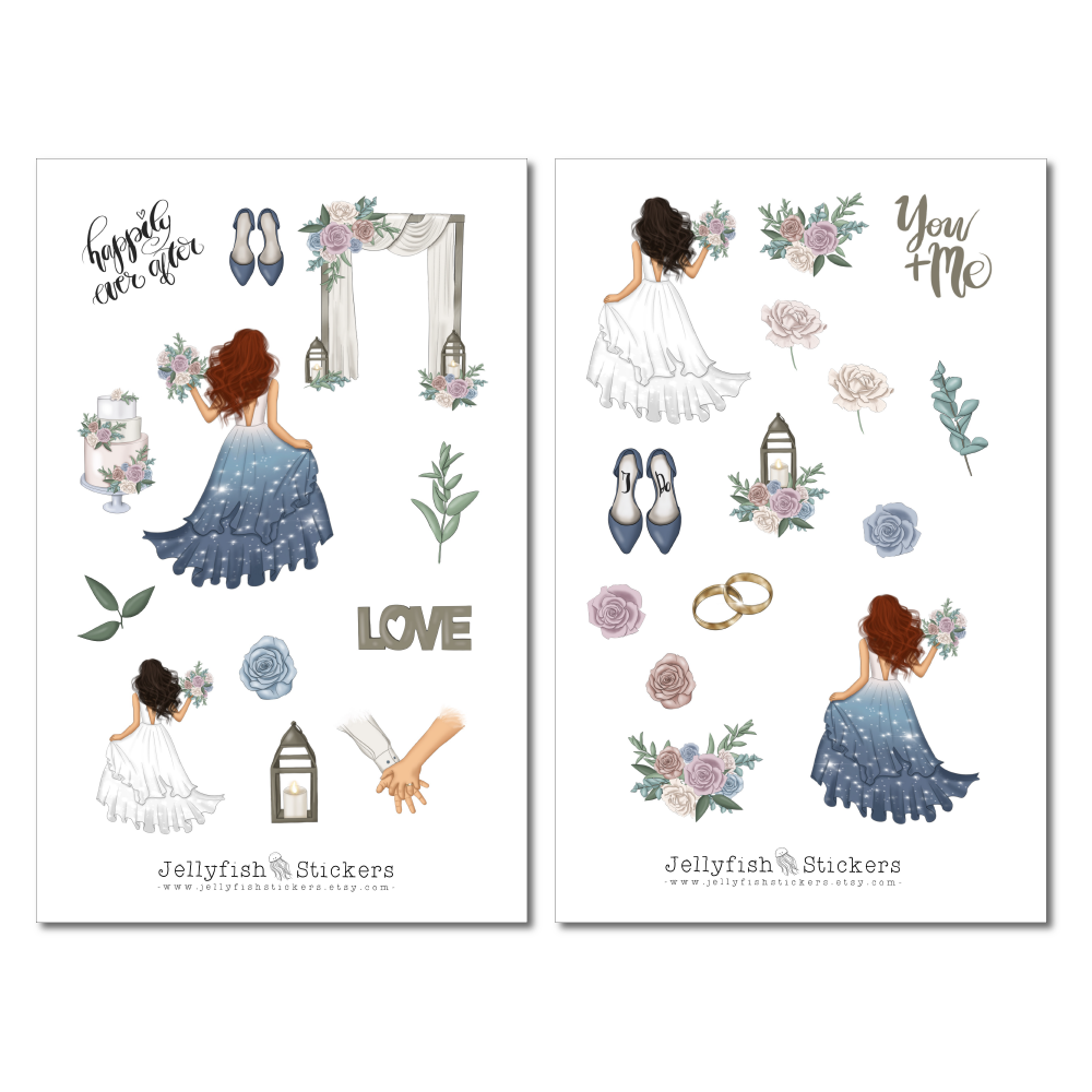 Mädchen Hochzeit Sticker Set