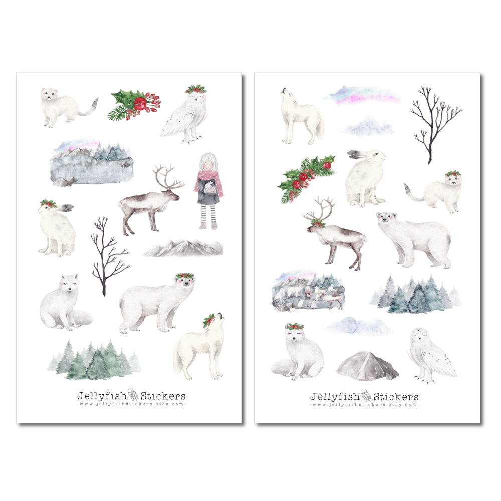 Wintertiere Sticker Set