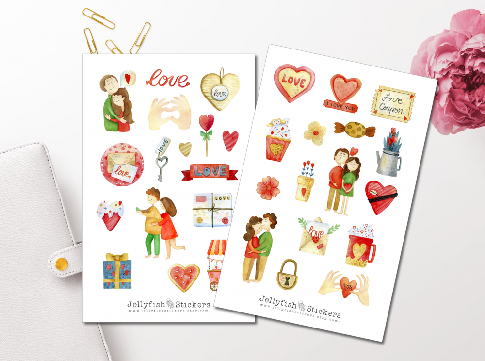 Valentinstag Pärchen Sticker Set