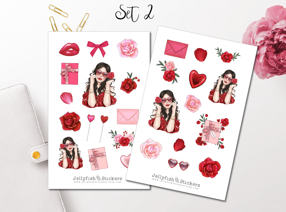 Girls Valentine Sticker Set