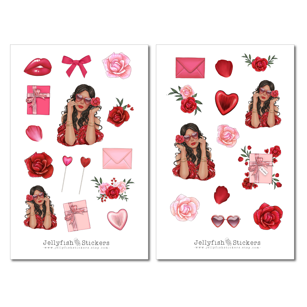 Girls Valentine Sticker Set