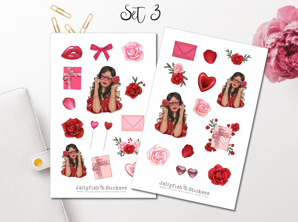 Girls Valentine Sticker Set