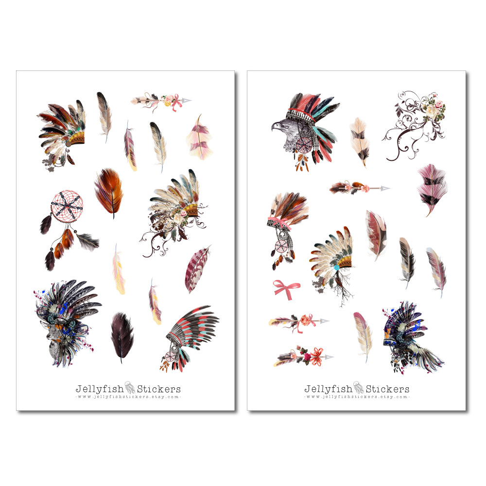 Boho Federn Sticker Set