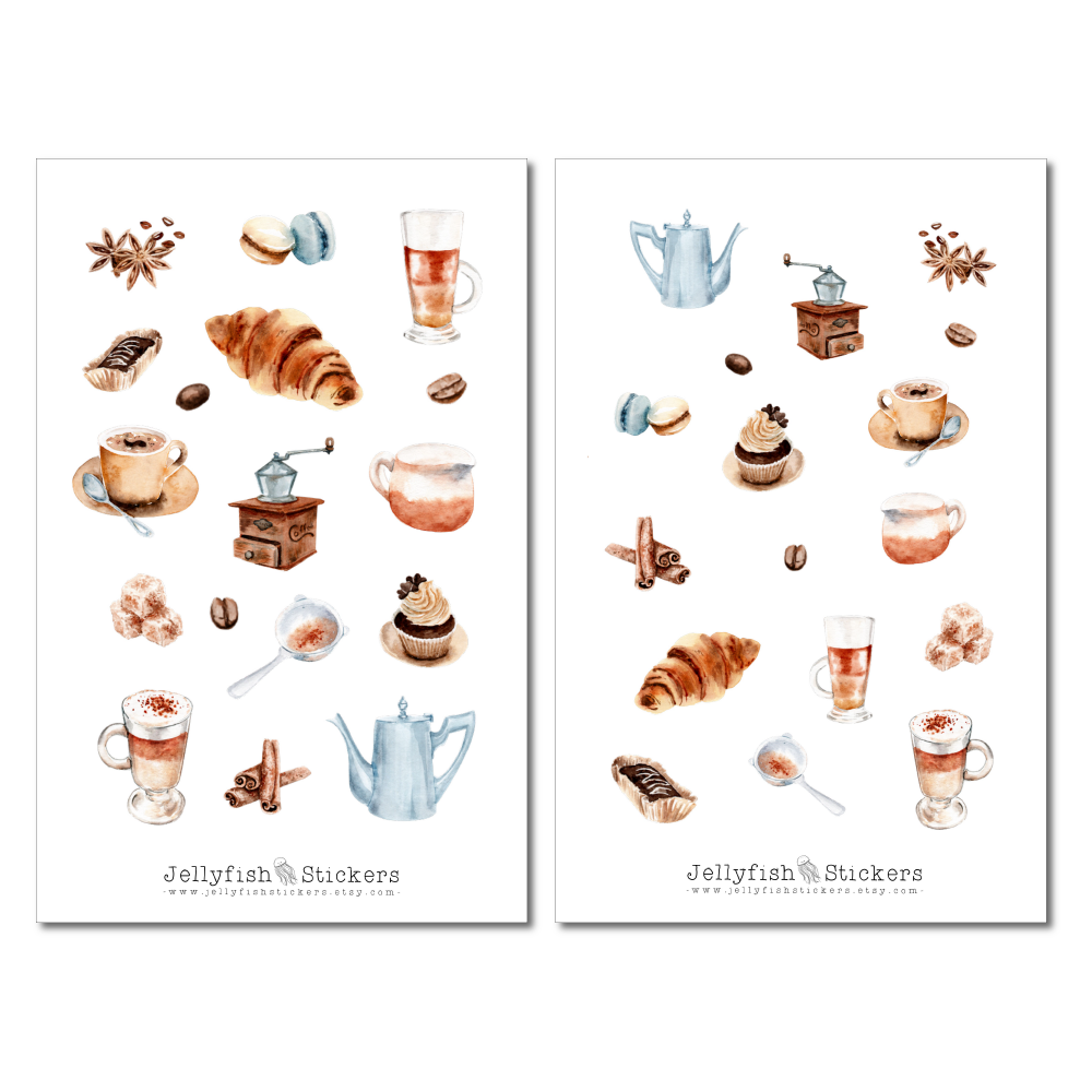 Kaffee Sticker Set