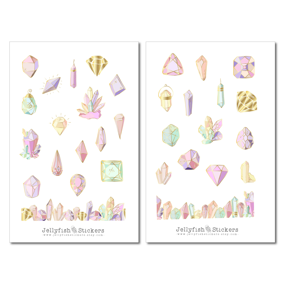 Pastell Kristalle Sticker Set
